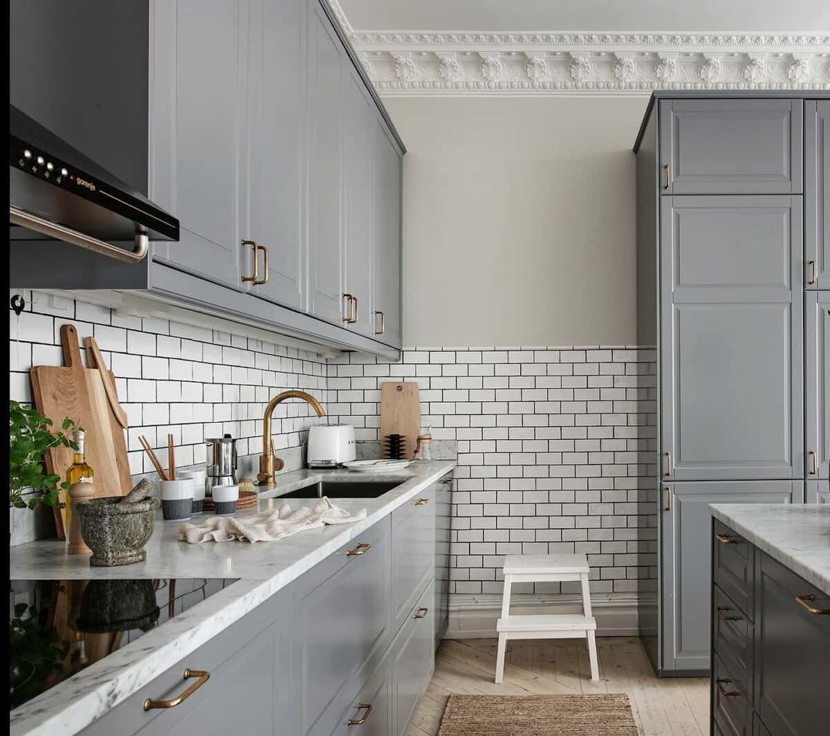 Gray Kitchen With Very Light Island Gray Kitchen With Very Light Island