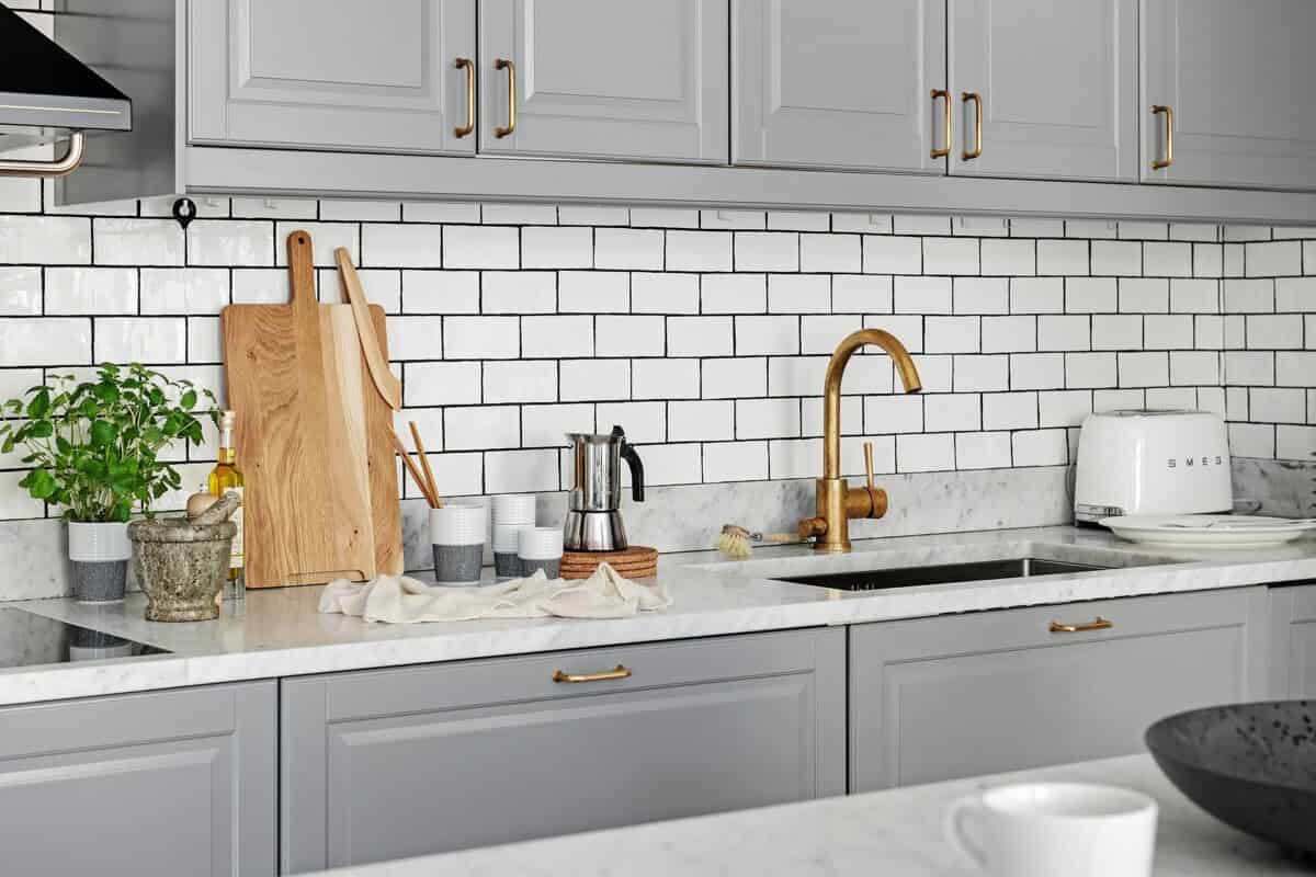 Gray Kitchen With Very Light Island Gray Kitchen With Very Light Island