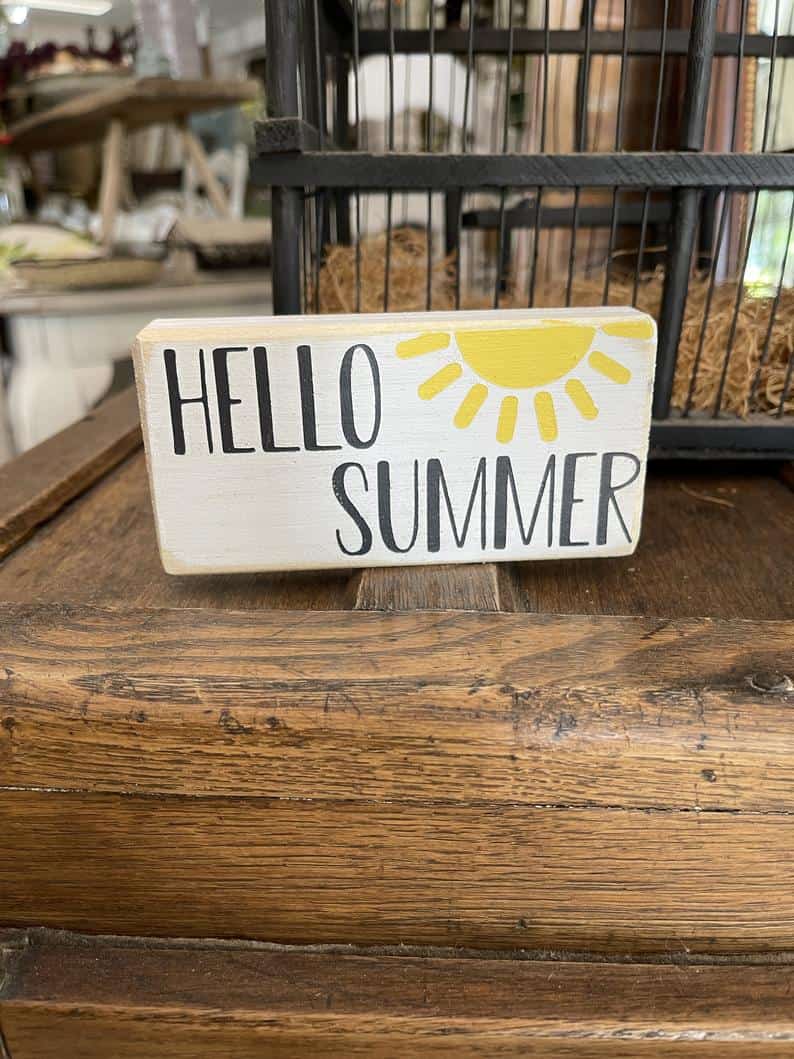 7. Handmade Hello Summer wood block 7. Handmade Hello Summer wood block