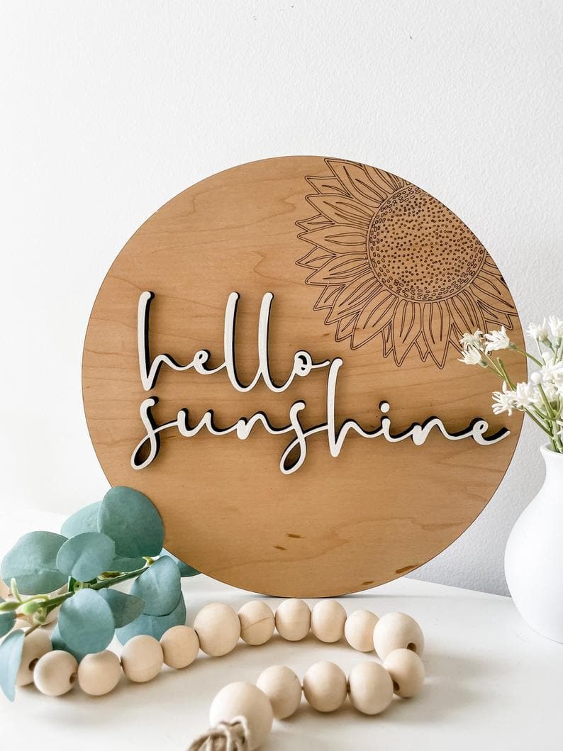 8. Hello Sunshine Round Wooden Sign 8. Hello Sunshine Round Wooden Sign