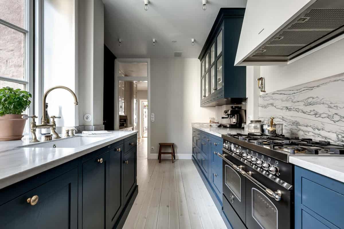 Dreamy Blue And White Closed Kitchen Dreamy Blue And White Closed Kitchen