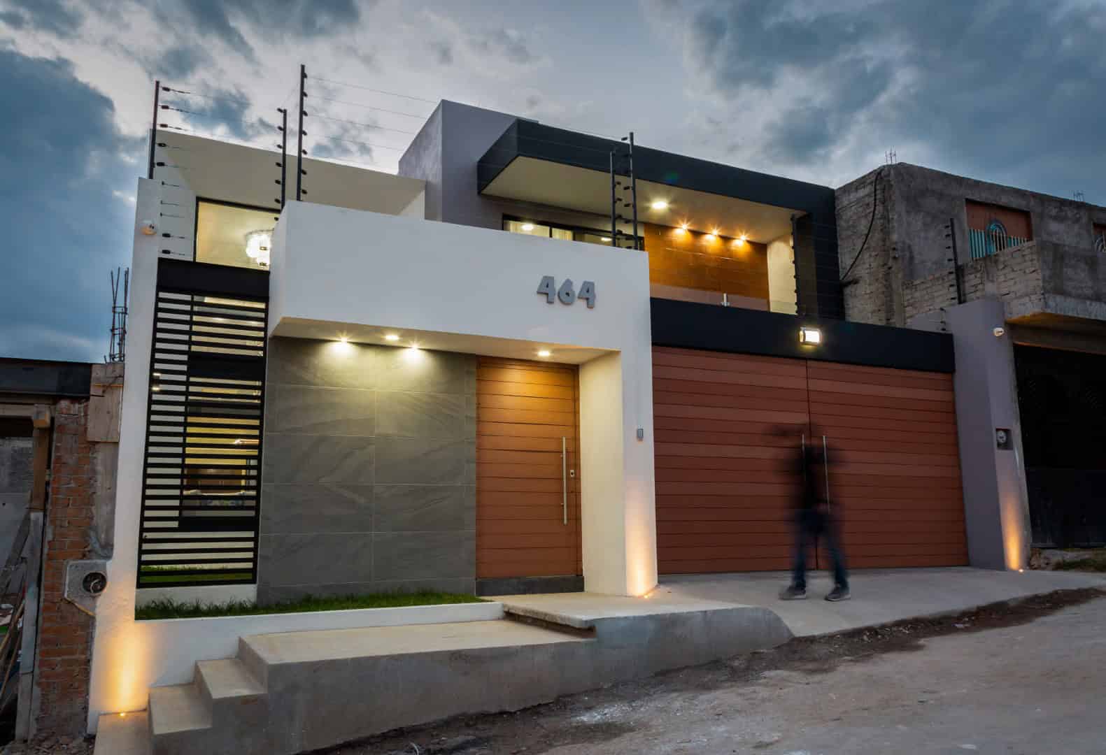 Modern residential house with contemporary architecture, clean lines, and stylish design elements showcasing modern home exterior ideas.