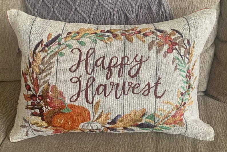 10. Happy Harvest Thanksgiving Fall Decorative Throw Pillow 10. Happy Harvest Thanksgiving Fall Decorative Throw Pillow
