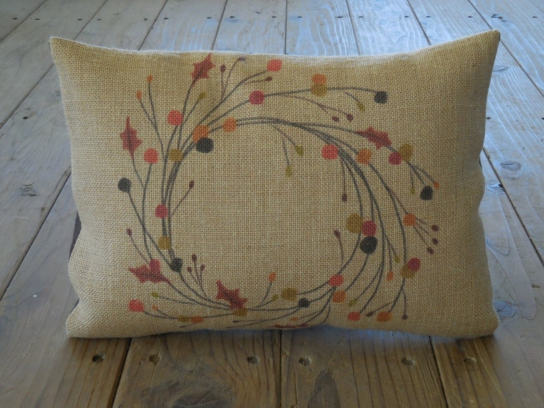 14. Autumn Wreath Burlap Pillow 14. Autumn Wreath Burlap Pillow