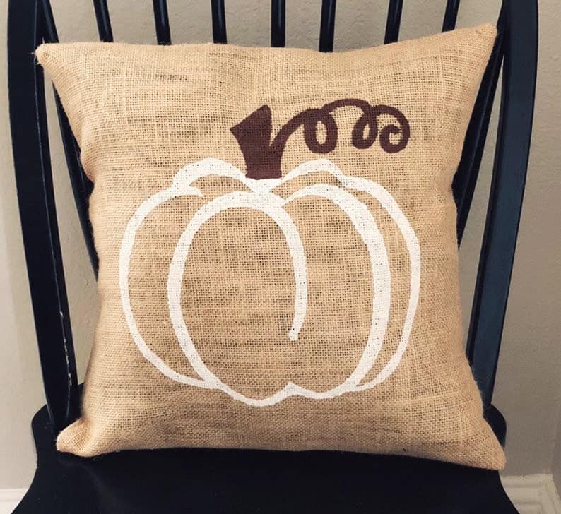 7. Burlap Fall White Pumpkin Pillow Cover 7. Burlap Fall White Pumpkin Pillow Cover