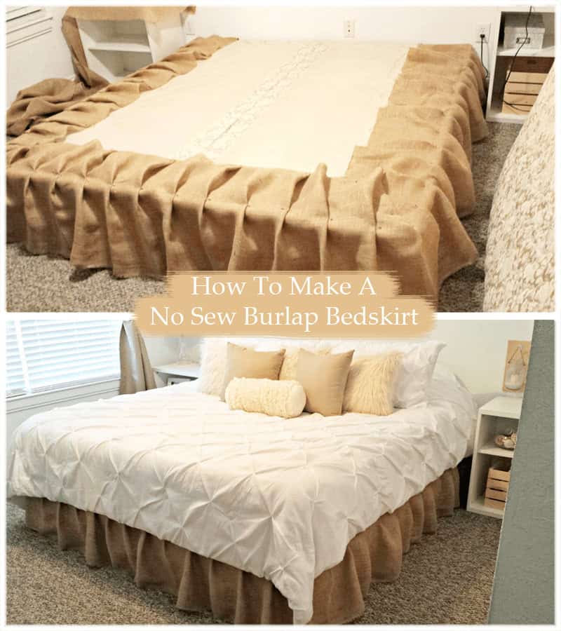 14. DIY No Sew Burlap Bedskirt 14. DIY No Sew Burlap Bedskirt