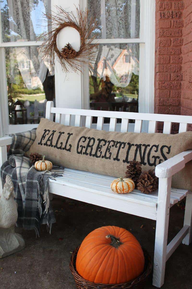 6. Fall Greetings Burlap Pillow 6. Fall Greetings Burlap Pillow