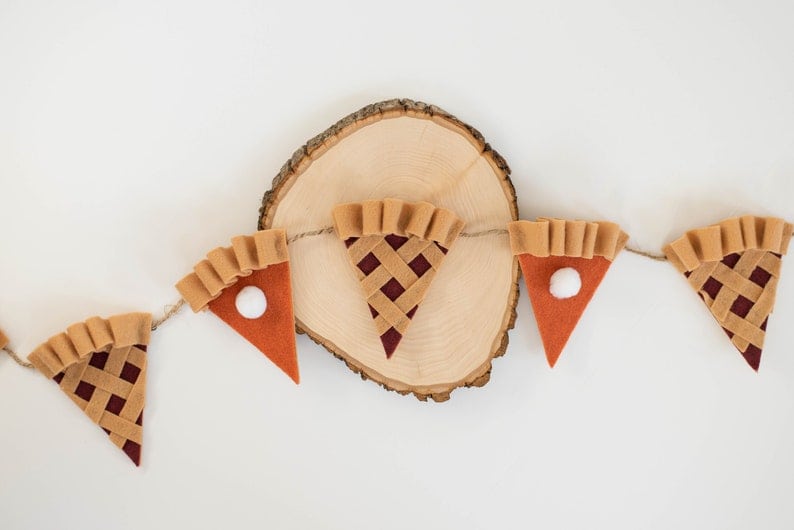 12. Thanksgiving Pie Banner with Berry and Pumpkin Pie Flags with Pom Poms 12. Thanksgiving Pie Banner with Berry and Pumpkin Pie Flags with Pom Poms