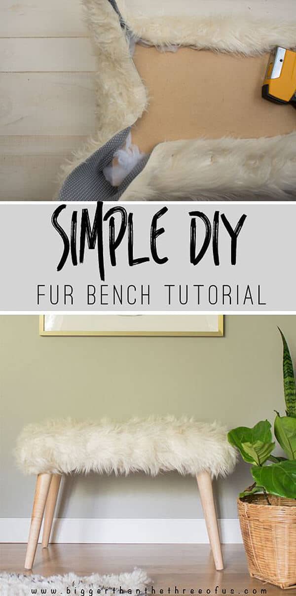 10. Upcycle a Shag Rug Into a Chic Bench 10. Upcycle a Shag Rug Into a Chic Bench