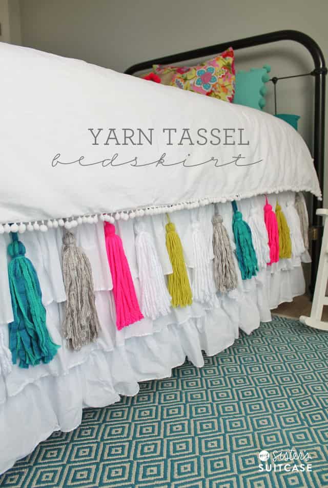 7. DIY Yarn Tassel Bedskirt 7. DIY Yarn Tassel Bedskirt