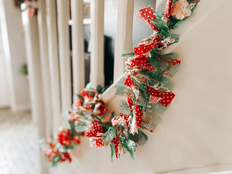 7. Green & red Christmas rag garland 7. Green & red Christmas rag garland