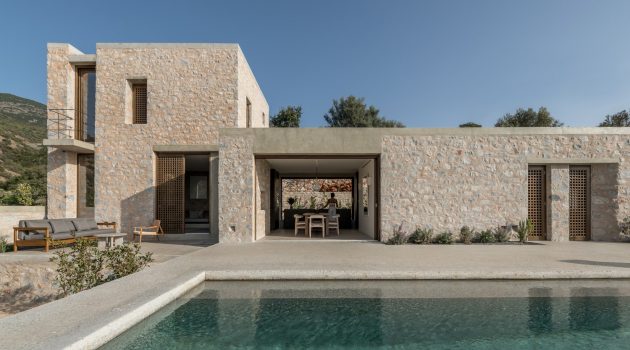 Monolith House by Desypri & Misiaris Architecture in Mani, Greece