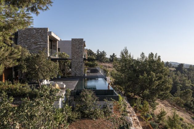 Contemporary Stone Villa by Dana Oberson Architects in Neve Ilan, Israel