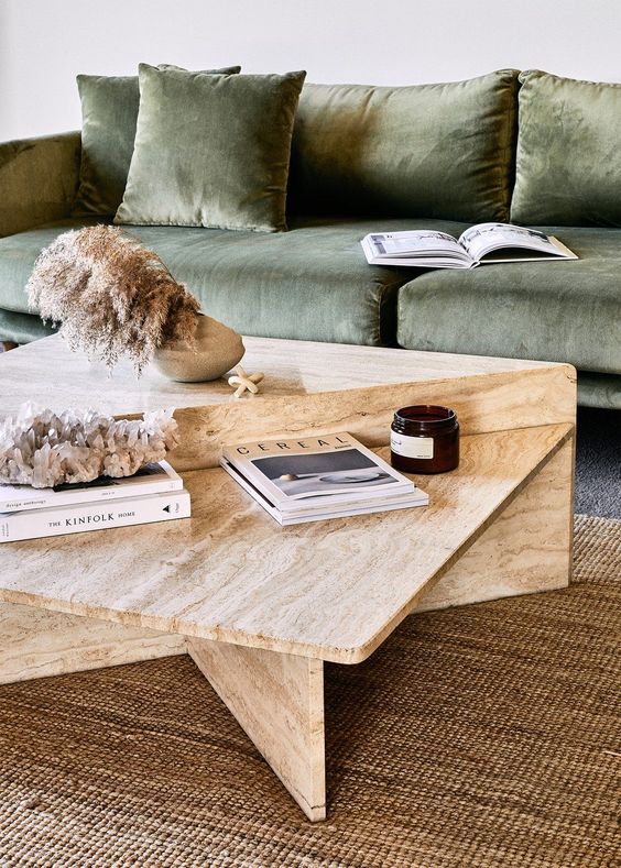 Coffee Table In Travertine For A Natural Interior In The Living Room