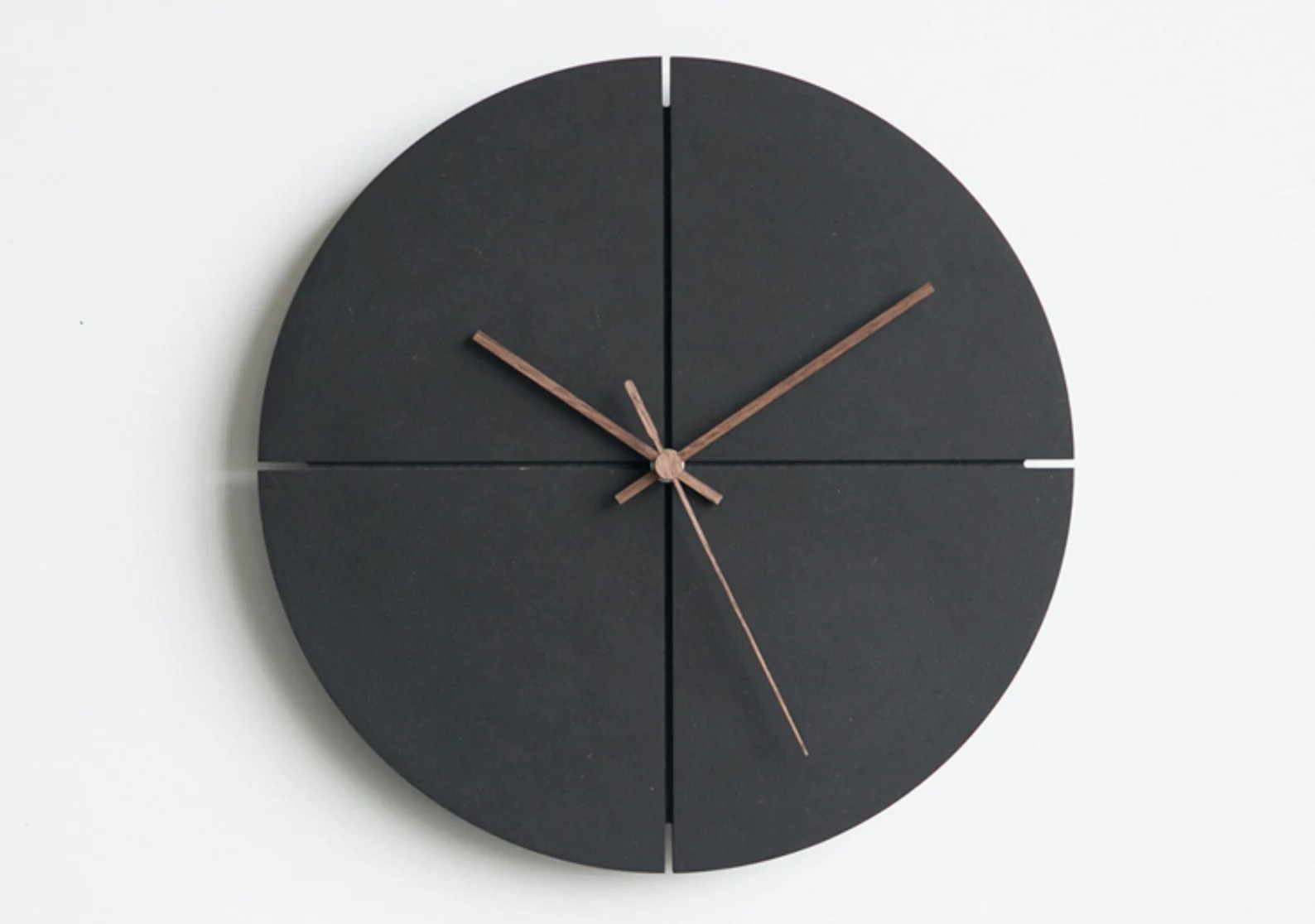 12. Modern Blackout Circle Wall Clock With Walnut Hands 12. Modern Blackout Circle Wall Clock With Walnut Hands