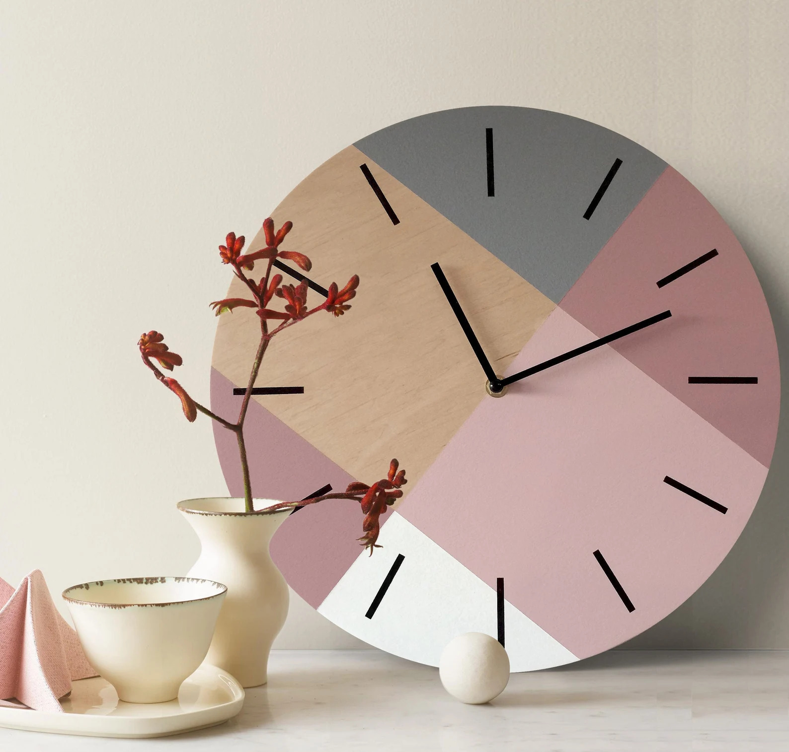 6. Scandi wall clock with pastel colors 6. Scandi wall clock with pastel colors