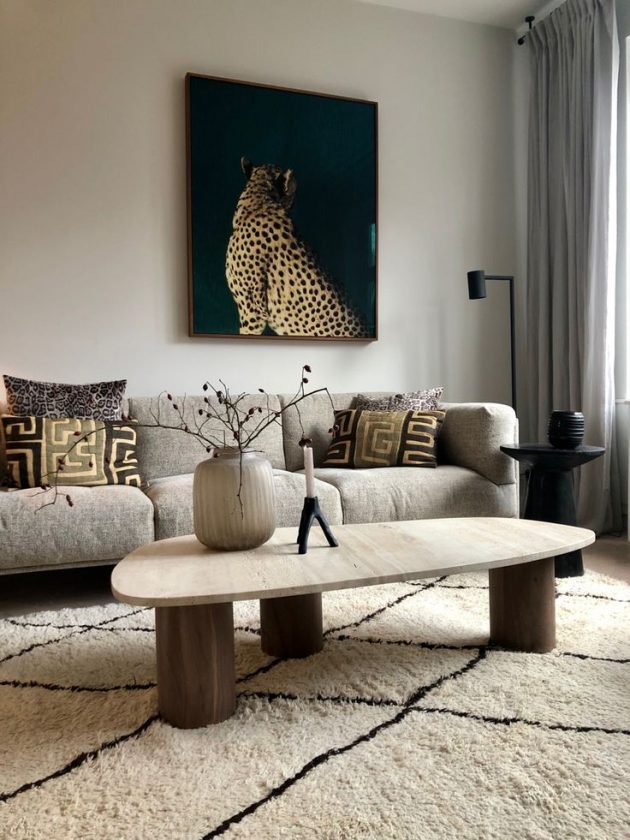 Coffee Table In Travertine For A Natural Interior In The Living Room