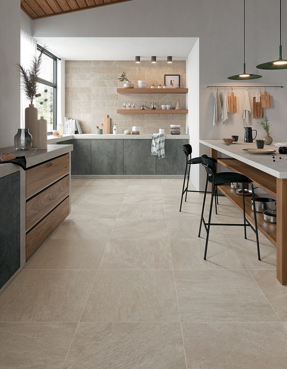 Beige Porcelain Tiles For The Perfect Kitchen
