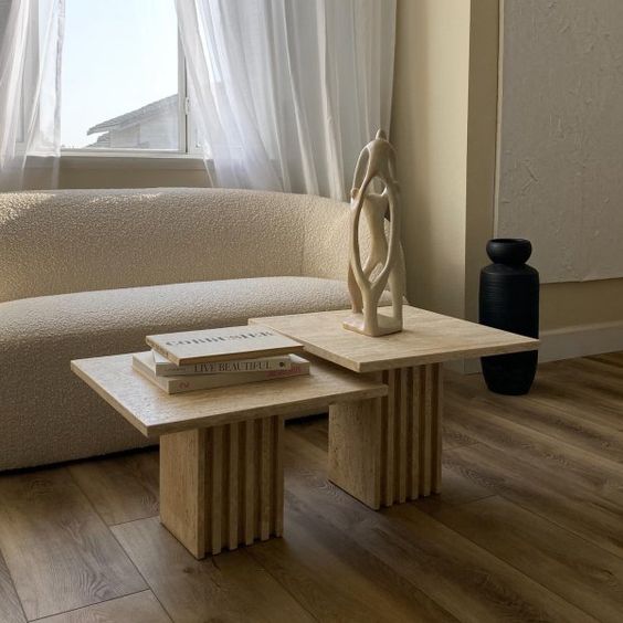 Coffee Table In Travertine For A Natural Interior In The Living Room