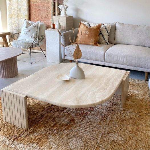 Coffee Table In Travertine For A Natural Interior In The Living Room