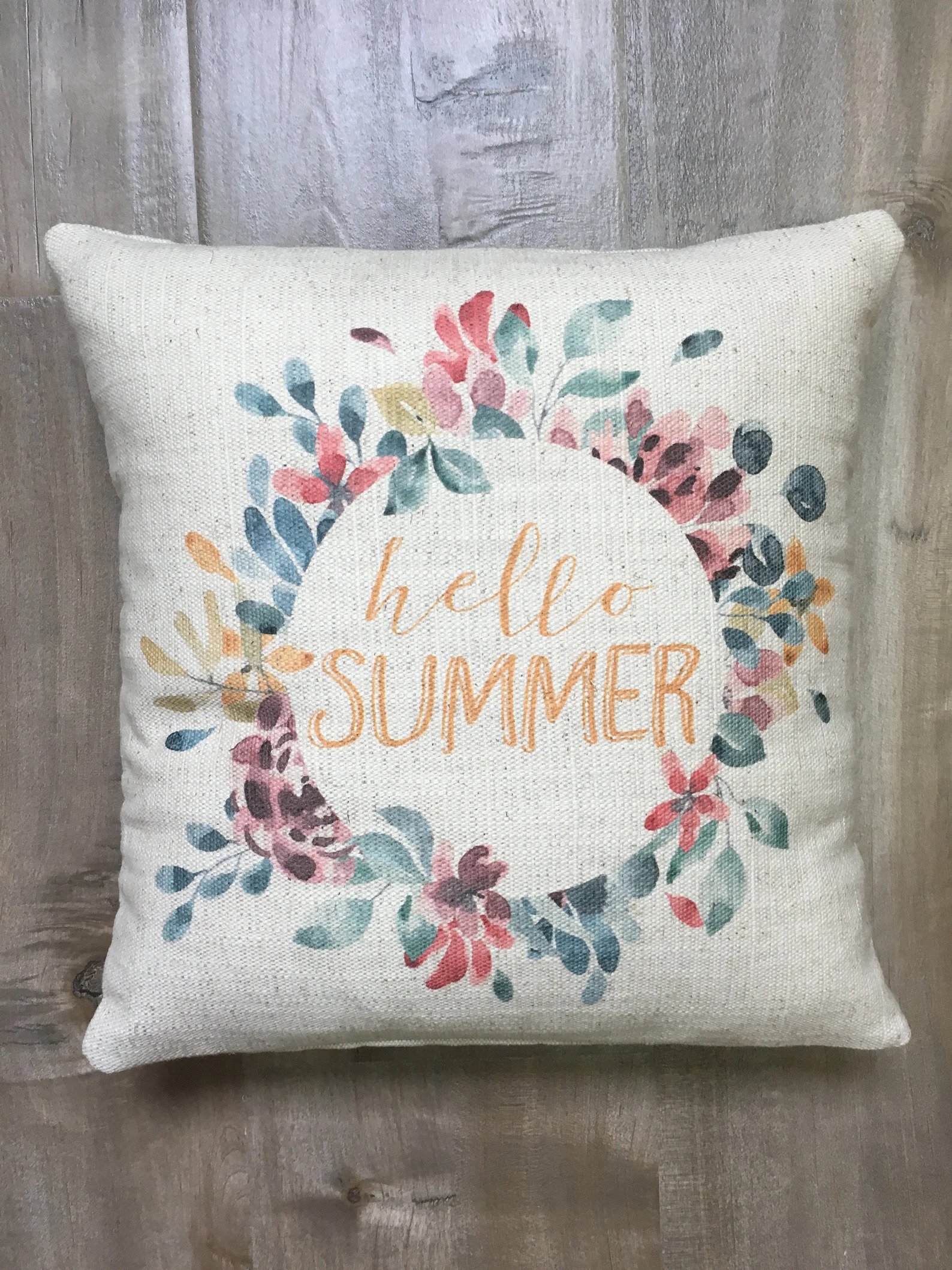 9. Hello Summer Pillow with Floral Wreath 9. Hello Summer Pillow with Floral Wreath