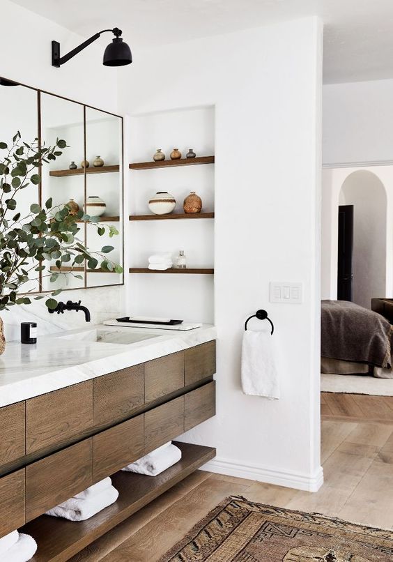 Unique Ideas With Shelves For Small Bathrooms