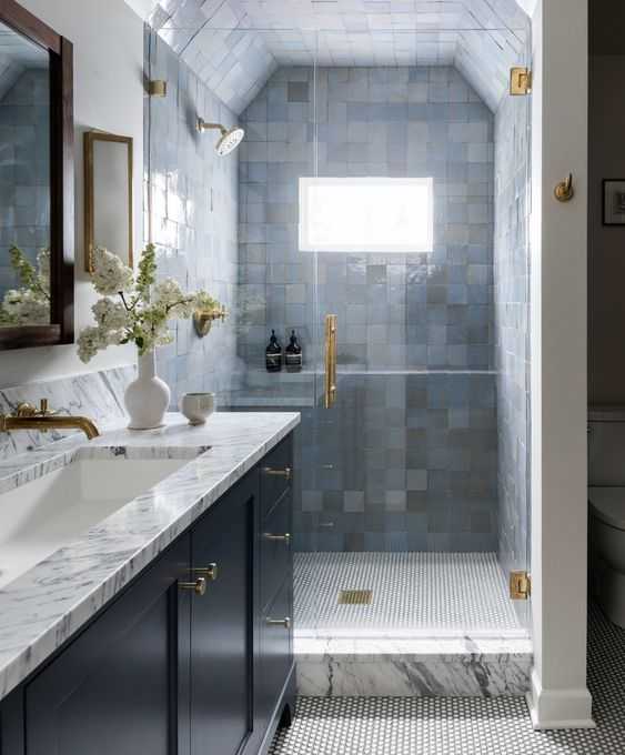 How To Tame Blue In the Bathroom?