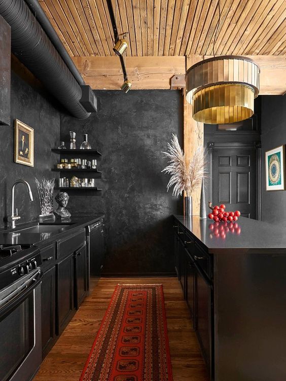 Lush red and black kitchen projects