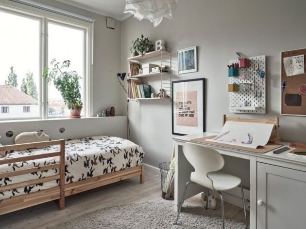 Scandinavian Children's Room With Desk