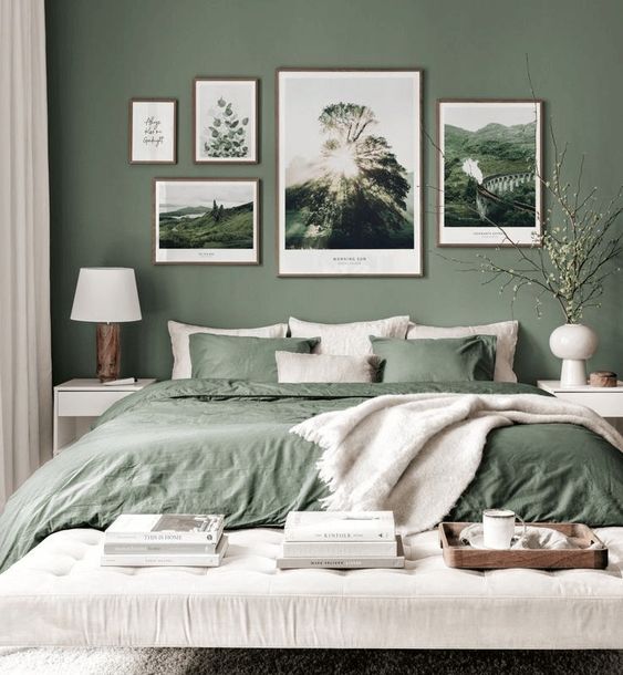 A Relaxing And Stylish Green Bed For The Bedroom