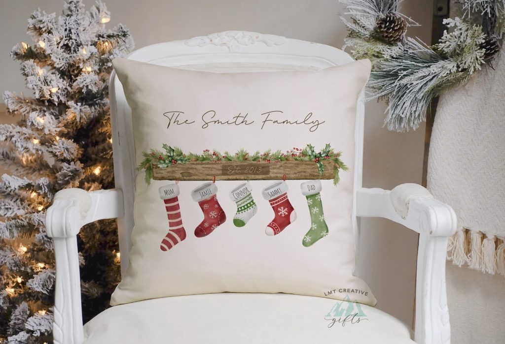 Set of 4 Merry Christmas Decorative Print and Embroidery Velvet Throw Pillow Covers, pink