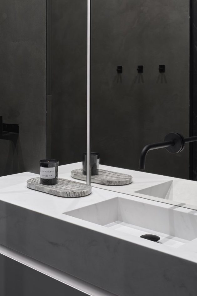 Contrasting Black & White Apartment in Neo-Classical Style by LINES bureau