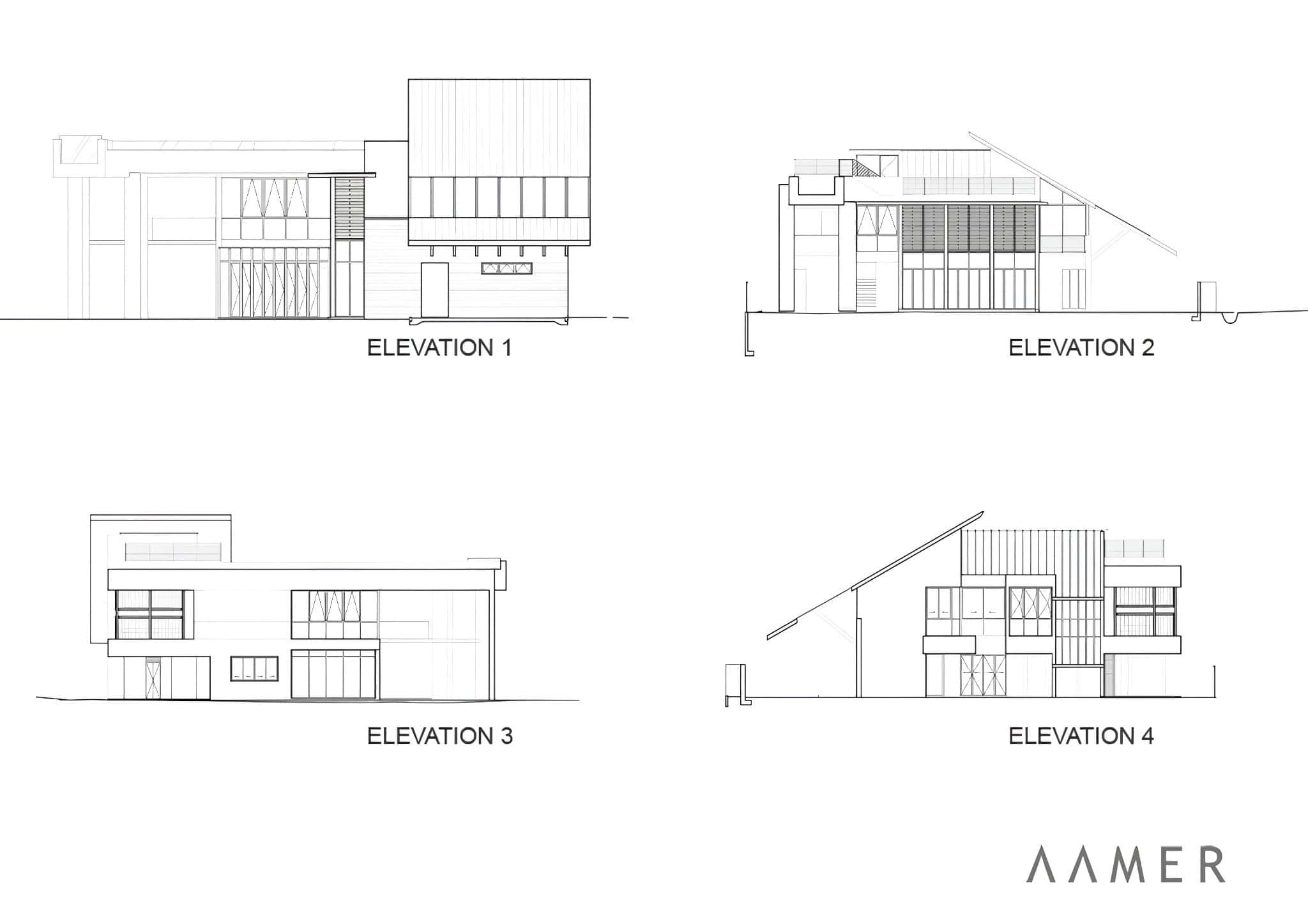 Jalan Merlimau Architectural Elevations Set of architectural elevations for Jalan Merlimau by Aamer Architects.