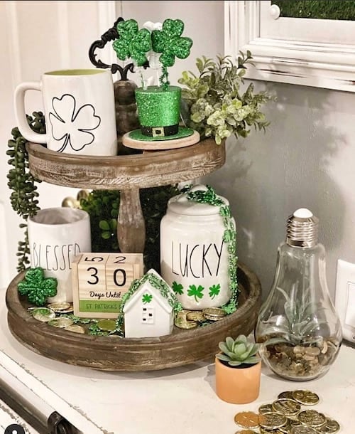 15 Easy St. Patrick's Day Tiered Tray Decoration Ideas for Your Home