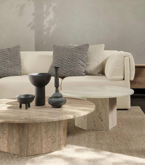 Elegant Models of Travertine Coffee Tables Made for the Living Room