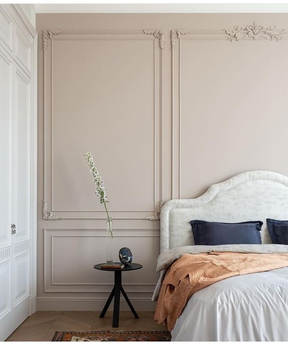 Add texture and depth to your bedroom walls with plaster framing