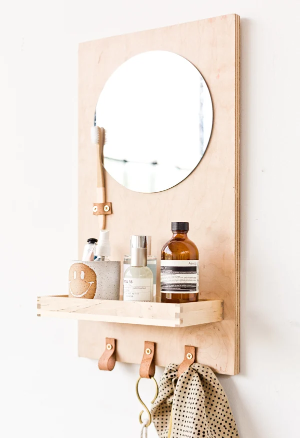 A Modern DIY Bathroom Organizer With Mirror