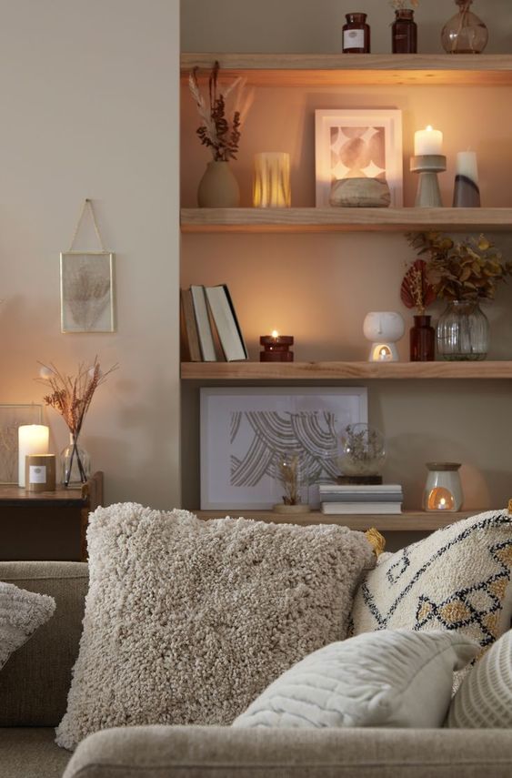 Create a warm and soothing interior with neutral and warm colors