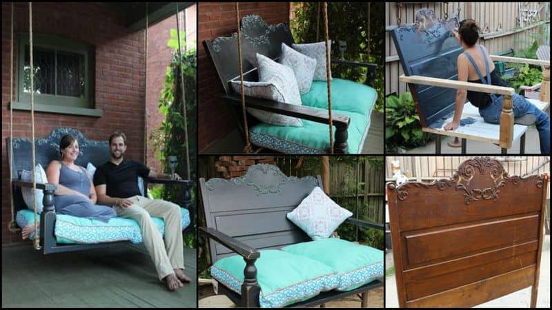10. DIY Porch Swing Featuring a Repurposed Headboard 10. DIY Porch Swing Featuring a Repurposed Headboard