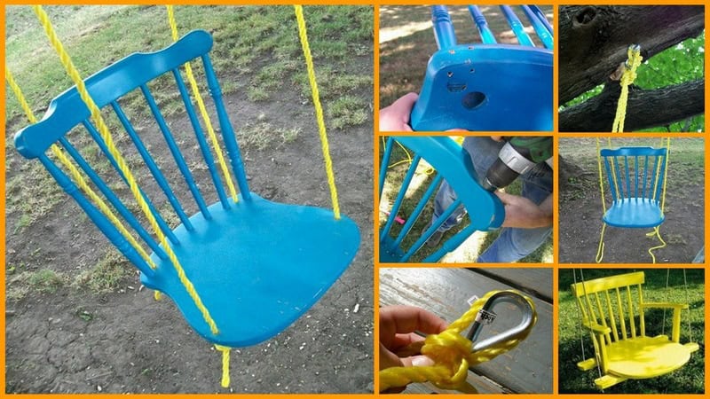 2. Creative DIY Chair Tree Swing 2. Creative DIY Chair Tree Swing