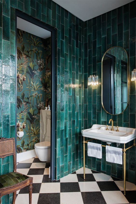 Green Coated Bathroom for Eco-Friendly Elegance