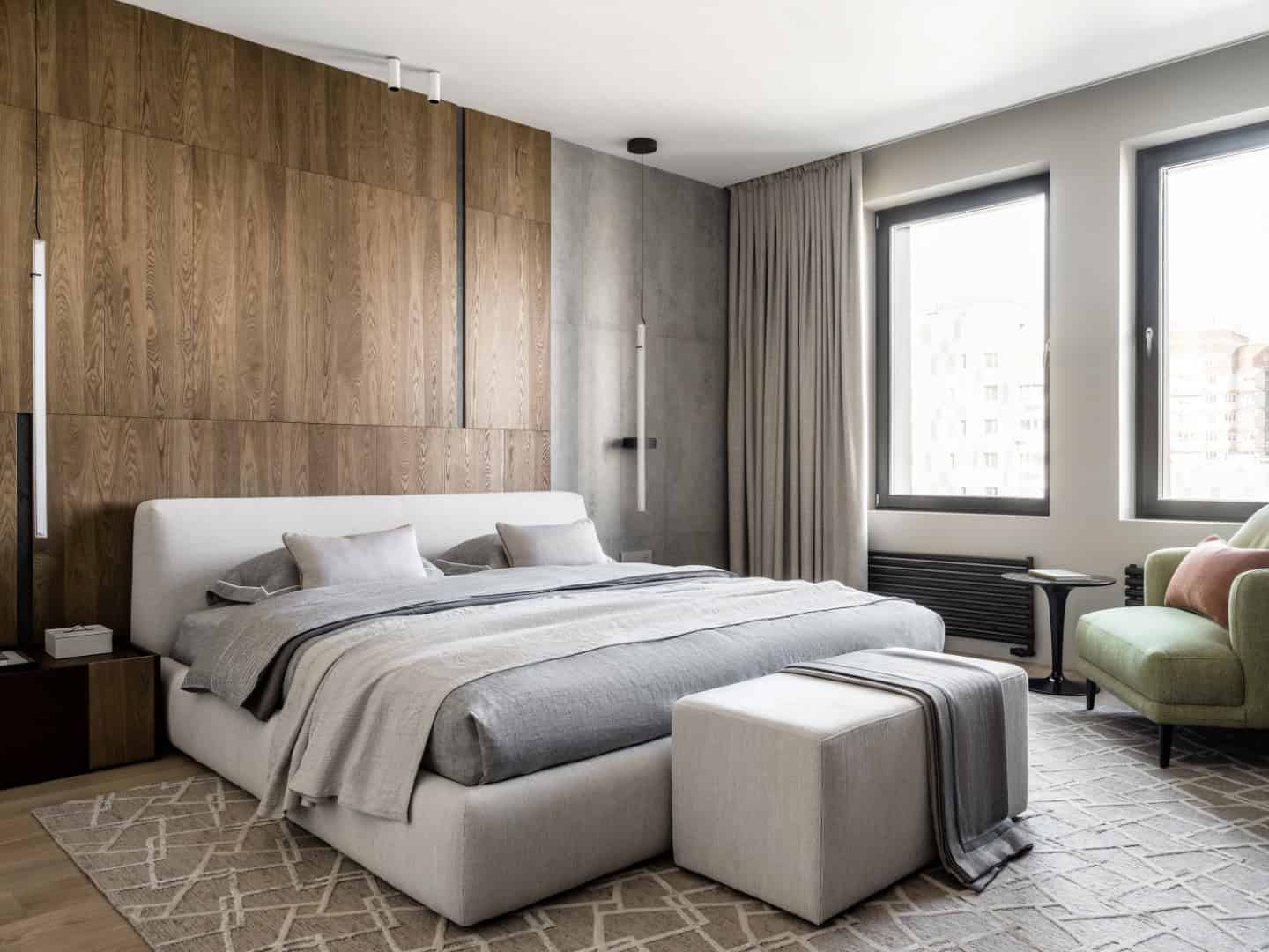 1,800 sf Apartment / Alexander Tischler / Russia Wine cabinet and appliance niche integrated into kitchen wall