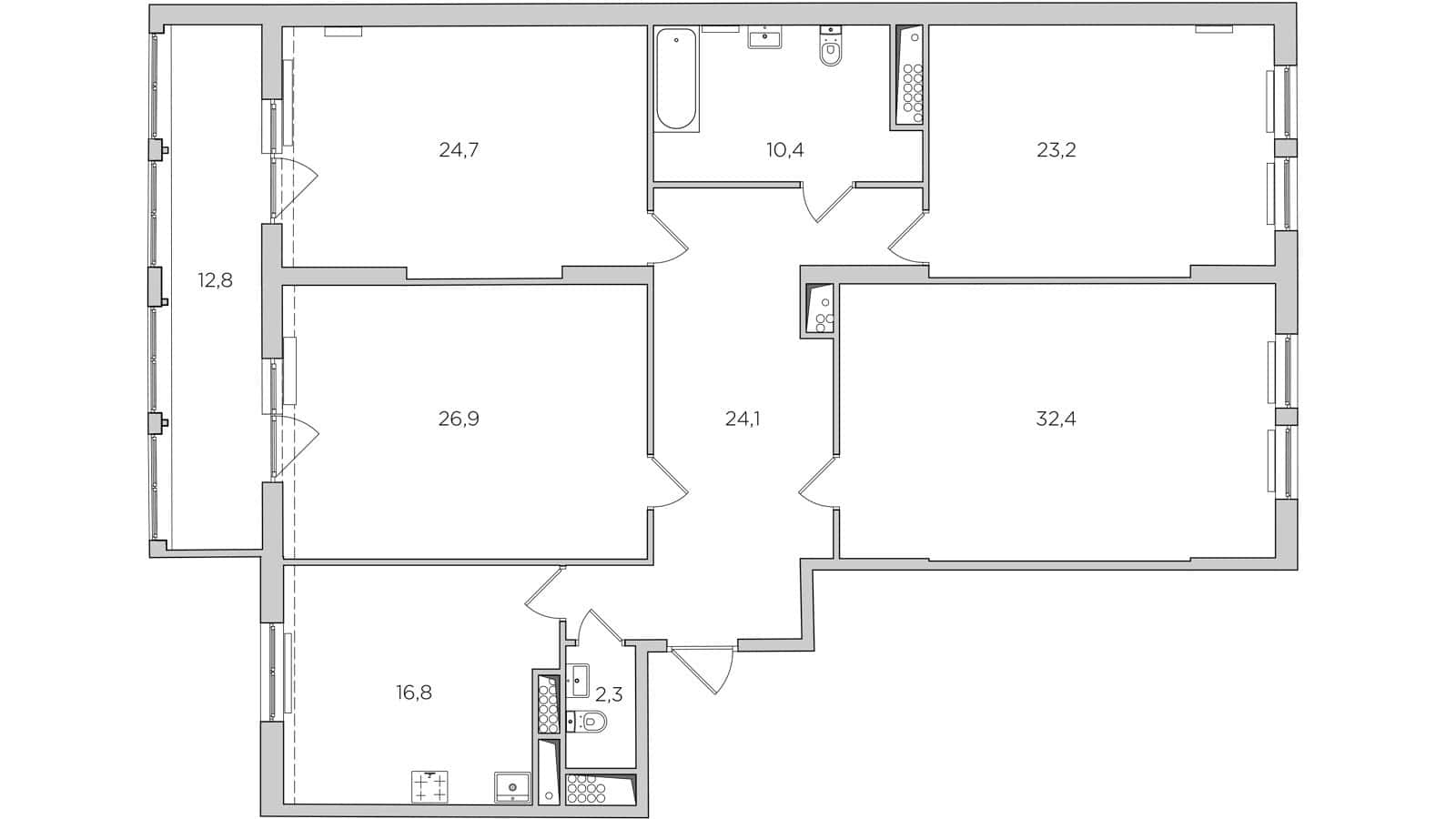 1,800 sf Apartment / Alexander Tischler / Russia Floor plan before redesign