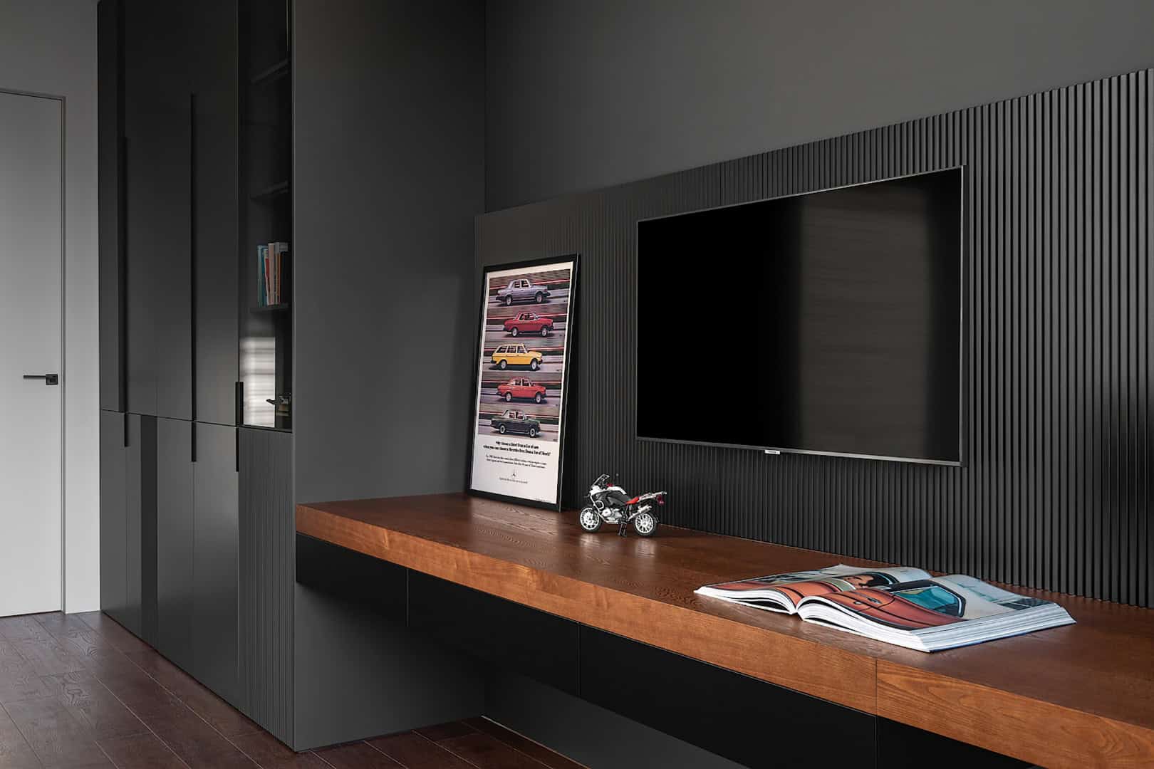 Apartment for a Software Developer / Alexander Tischler / Russia View across the separated kitchen into circulation