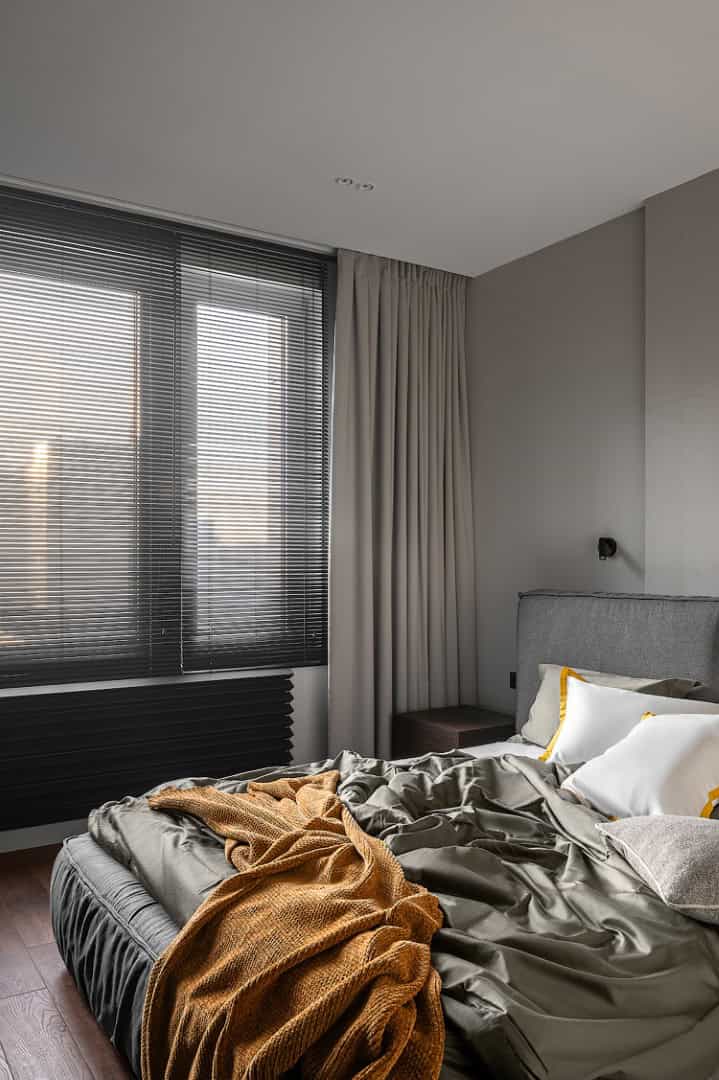 Apartment for a Software Developer / Alexander Tischler / Russia Close-up of dining area with yellow accents