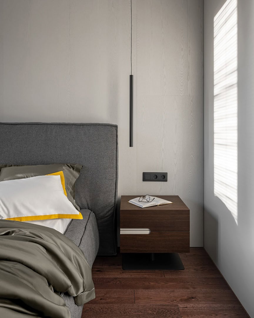 Apartment for a Software Developer / Alexander Tischler / Russia Round Vibia pendant above glass dining table