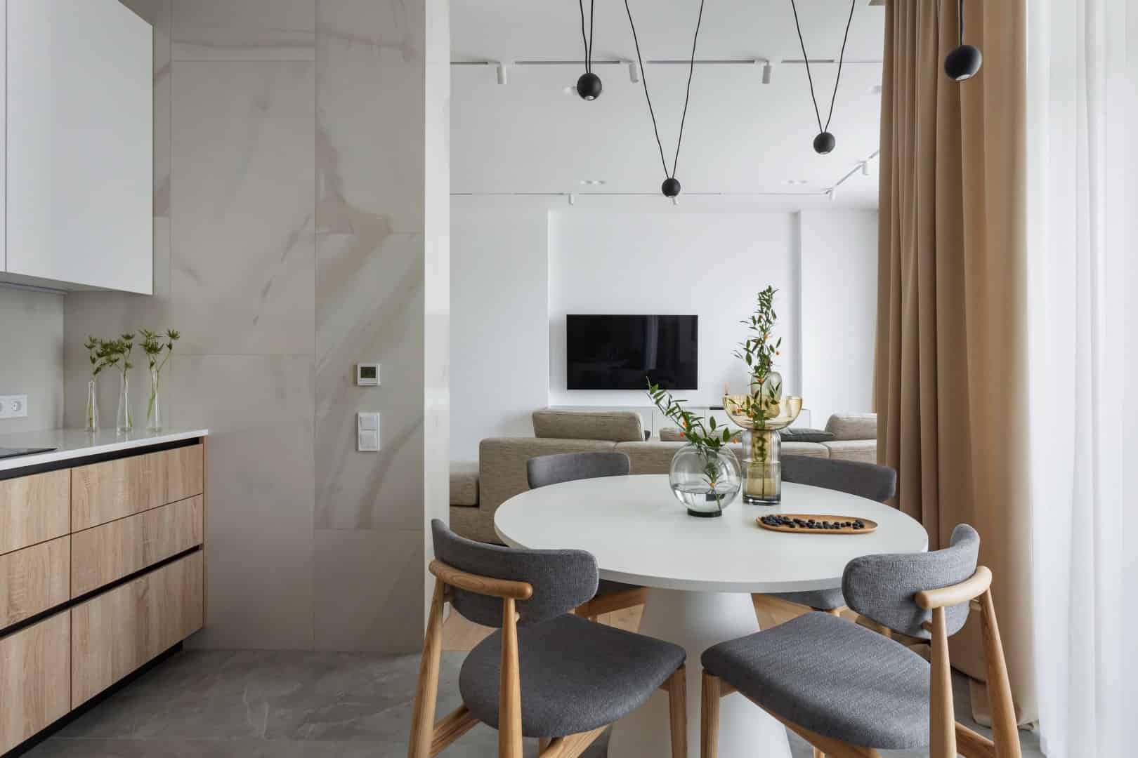 Colorful Apartment / Alexander Tischler / Russia Unified hallway–kitchen–living axis after removing partitions