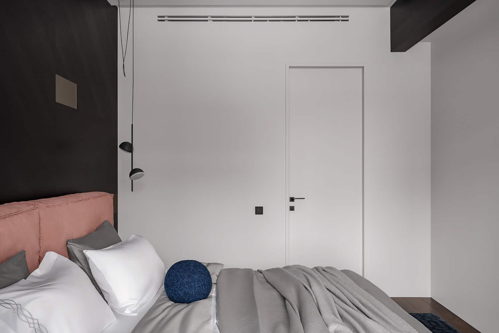 Three-Bedroom Apartment / Alexander Tischler / Russia Open storage and hallway cabinetry with integrated lighting