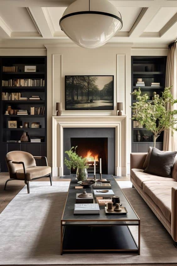 Lounge by the Fireplace in Pure Luxury