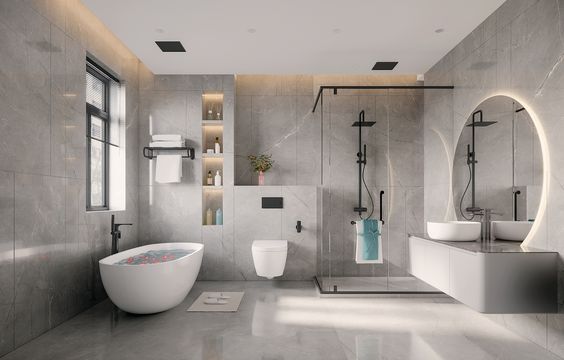 Experience Luxury in Large Grey Bathrooms